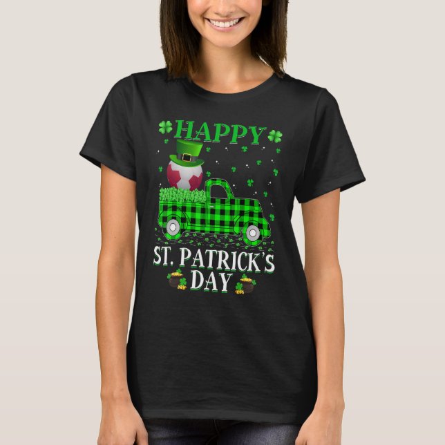 Funny Buffalo Play Grönt Lastbil Handball St. Patr T Shirt (Framsida)