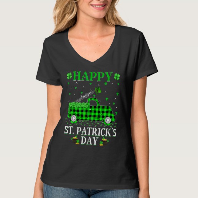 Funny Buffalo Play Grönt Lastbil Oboe St Patrick's T Shirt (Framsida)