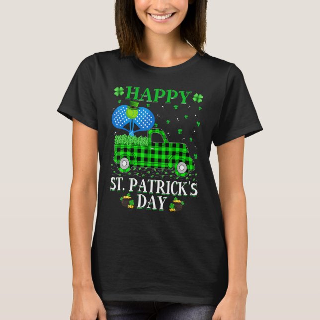 Funny Buffalo Play Grönt Lastbil Padel St. Patrick T Shirt (Framsida)