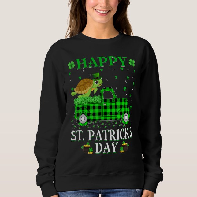 Funny Buffalo Play Grönt Lastbil Sea Turtle St Pat T Shirt (Framsida)
