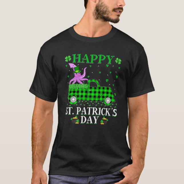 Funny Buffalo Play Grönt Lastbil Squid St. Patrick T Shirt (Framsida)