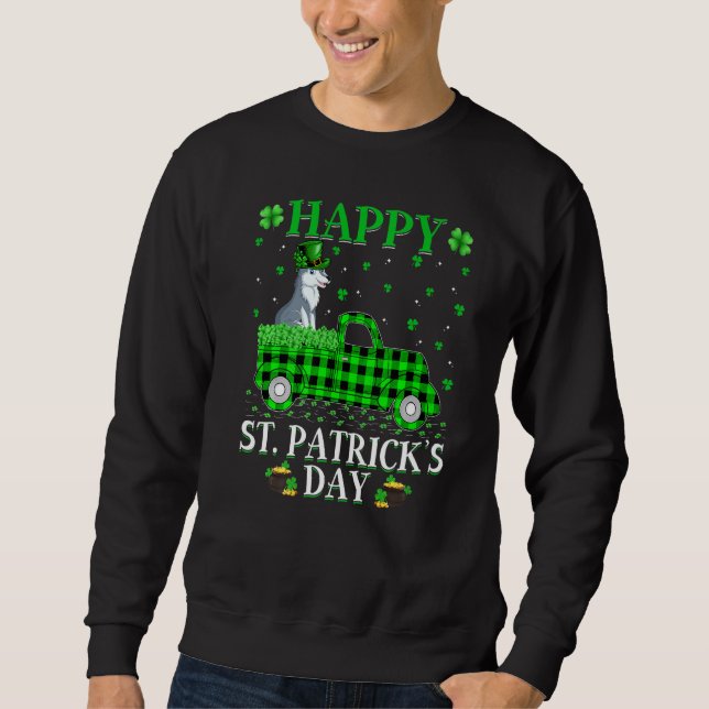 Funny Buffalo Play Grönt Lastbil Varg St Patrick's Lång Ärmad Tröja (Framsida)