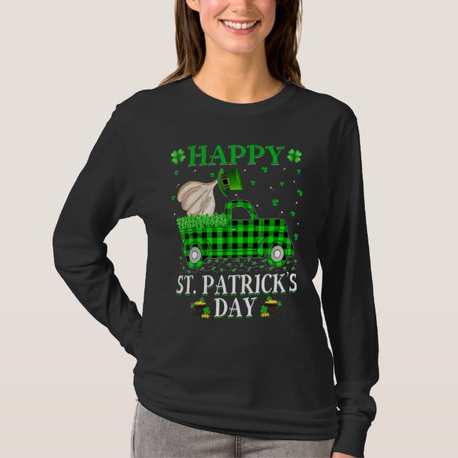 Funny Buffalo Play Grönt Lastbil Vitlic St Patrick T Shirt (Framsida)