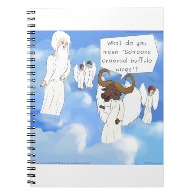 Funny Buffalo Vingar in Heaven Gift Anteckningsbok Med Spiral (Framsidan)