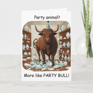 Funny Bull Birthday Party Animal Design Kort