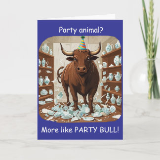 Funny Bull Birthday Party Animal Design Kort