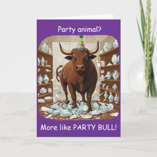 Funny Bull Birthday Party Animal Design Kort