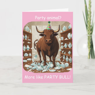 Funny Bull Birthday Party Animal Design Kort