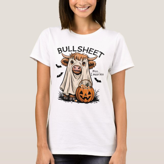 Funny Bull Ghost Halloween Costume Pun Shirt T Shirt (Framsida)