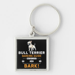 Funny Bull Terrier Hund Fyrkantig Silverfärgad Nyckelring