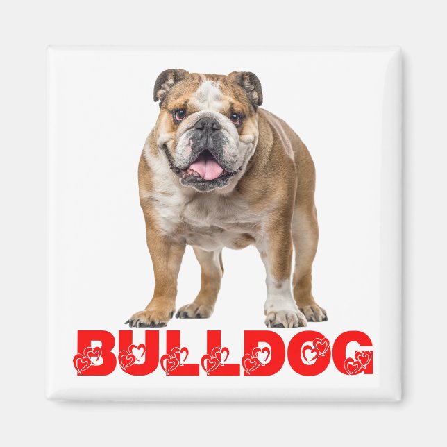 Funny Bulldog Älskare Funny Bully Puppy Hund Magnet (Framsidan)