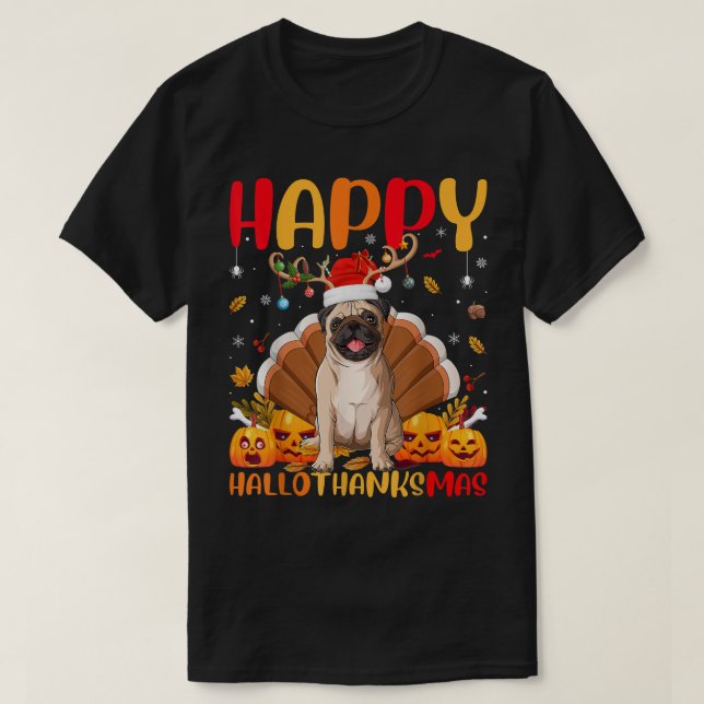Funny Bulldog Älskare Lycklig Bulldog HelloTackMas T Shirt (Design framsida)
