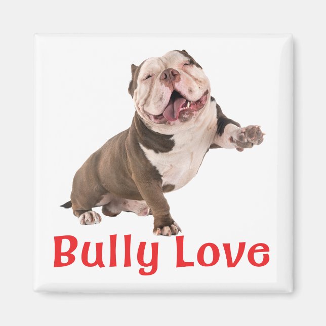 Funny Bulldog American Bully Kärlek Puppy Hund Magnet (Framsidan)