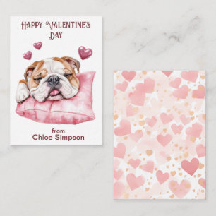 Funny Bulldog Barn Valentine Classroom Party Anteckningskort