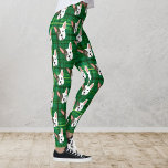 Funny Bulldog-Grönt Trendig Play Cute Hund Leggings<br><div class="desc">Roligt grönt pläderade balar med en fransk bulldog som upprepar mönster. Perfekt för att komma ut eller ut på stan.</div>