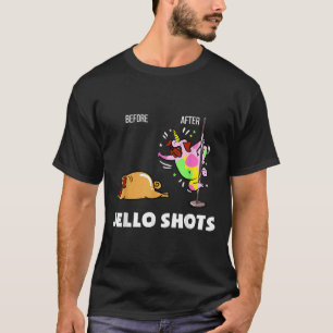 Funny Bulldog Hund Pug Före efter Jello Shots T Shirt