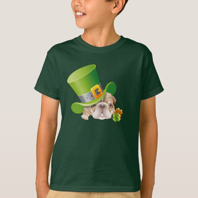 Funny Bulldog Leprechaun St.Patrick's Day T Shirt (Framsida)