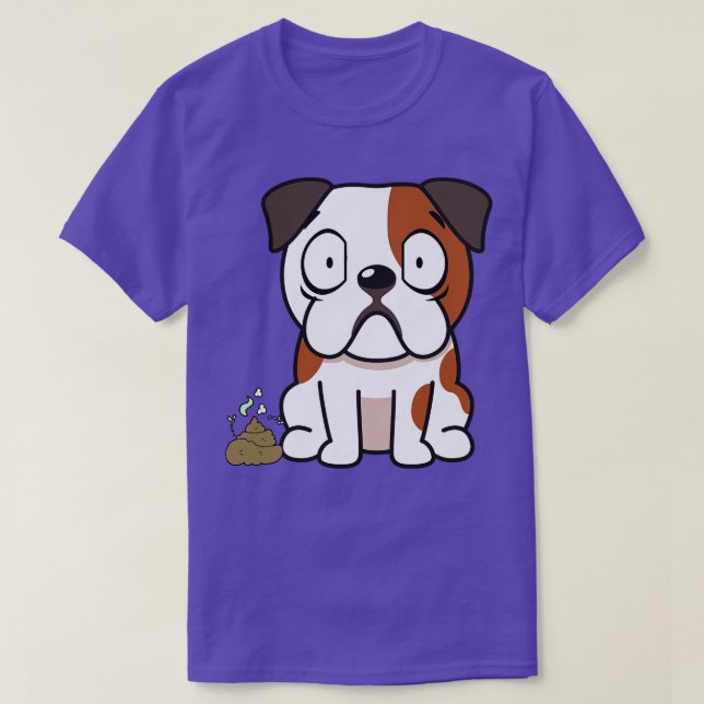 Funny Bulldog Smells Poo Poo T Shirt (Design framsida)