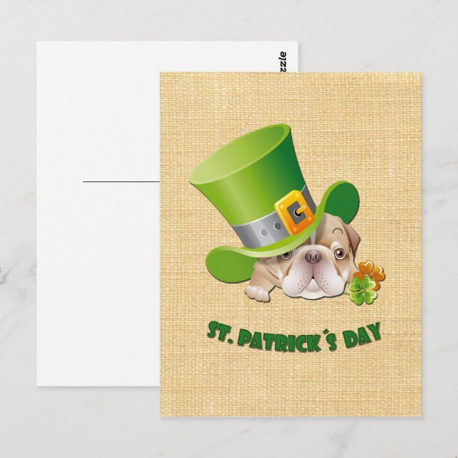 Funny Bulldog St. Patrick's Day Postcards Vykort (Fram/baksida)