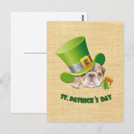 Funny Bulldog St. Patrick's Day Postcards Vykort