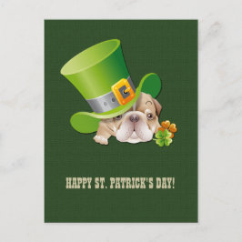 Funny Bulldog St.Patrick's Day Postcards Vykort