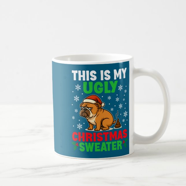 Funny Bulldog Ugly Christmas Sweater Hilarious Dog Kaffemugg (Höger)