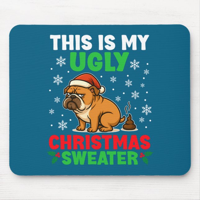 Funny Bulldog Ugly Christmas Sweater Hilarious Dog Musmatta (Framsidan)