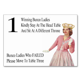 Funny Bunco Bord Cards Queen #1 Bordsnummer