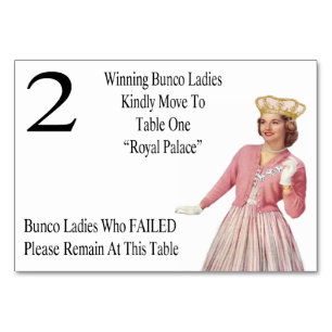 Funny Bunco Bord Cards Queen #2 Bordsnummer