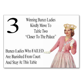 Funny Bunco Bord Cards Queen #3 Bordsnummer