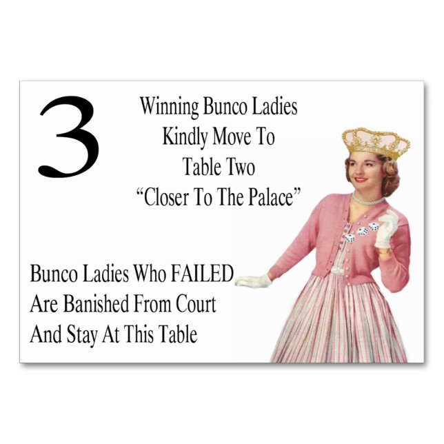 Funny Bunco Bord Cards Queen #3 Bordsnummer (Framsidan)