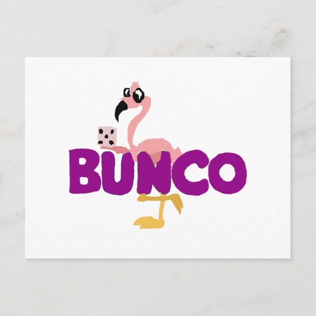 Funny Bunco Dice Game och Rosa Flamingo Vykort (Framsida)