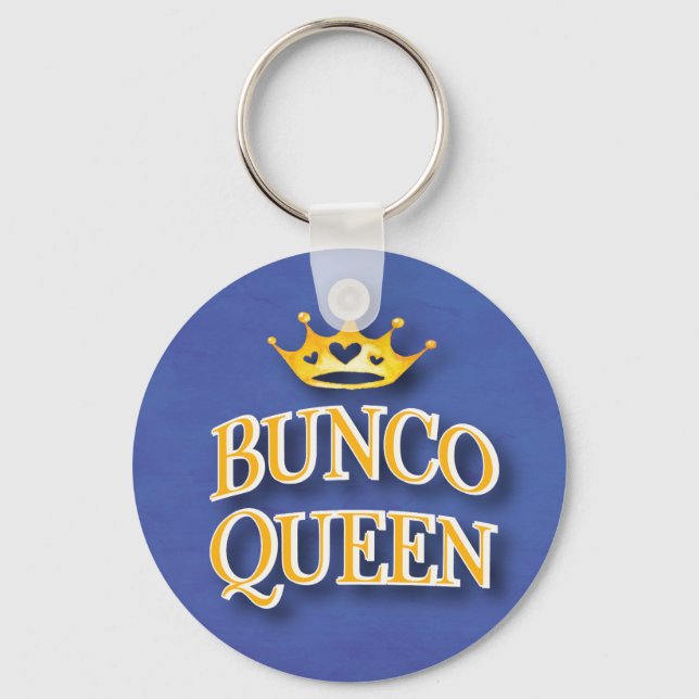 Funny Bunco Queen Watercolor Krona Nyckelring (Framsida)