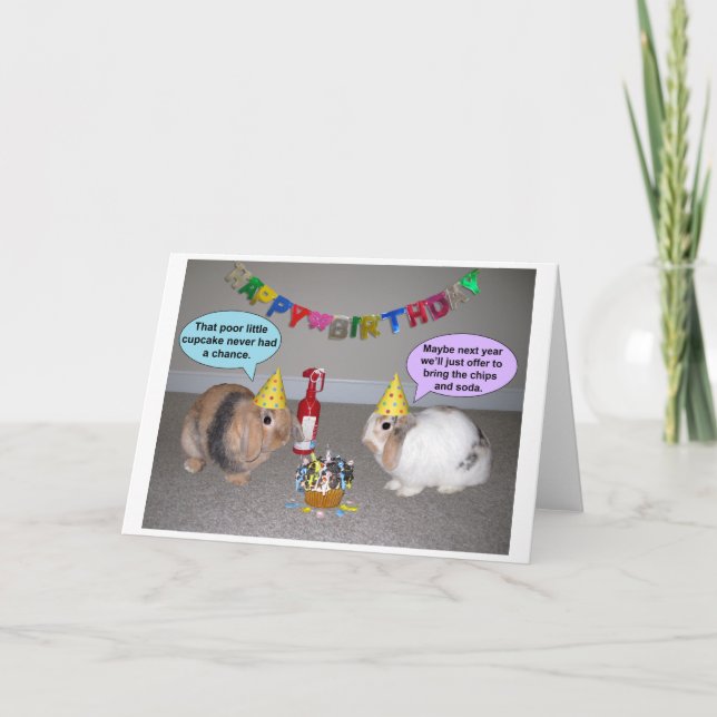 Funny Bunny Birthday Card Kort (Framsida)