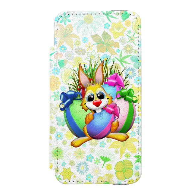 Funny Bunny biting an Easter Egg Incipio iPhone Wallet Skal (Folio Framsidan)