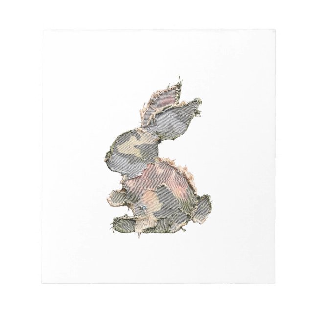 Funny Bunny Crochet Patchwork Camo Rabbit Happy Ea Anteckningsblock (Framsida)