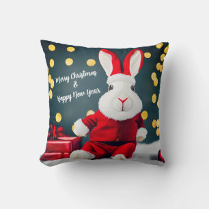 Funny Bunny Cute Jul Rabbit Santa Gift Kudde