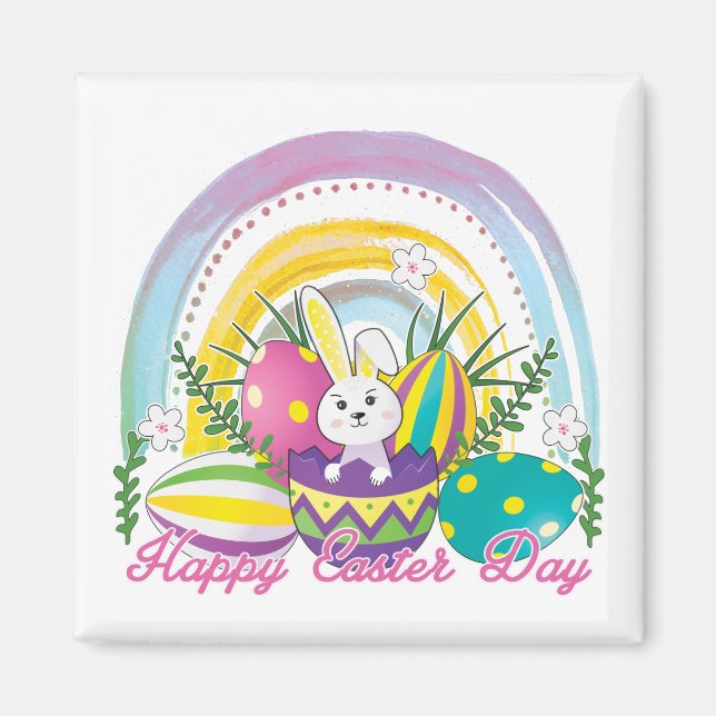 Funny Bunny Glad påsk Day Magnet (Framsidan)