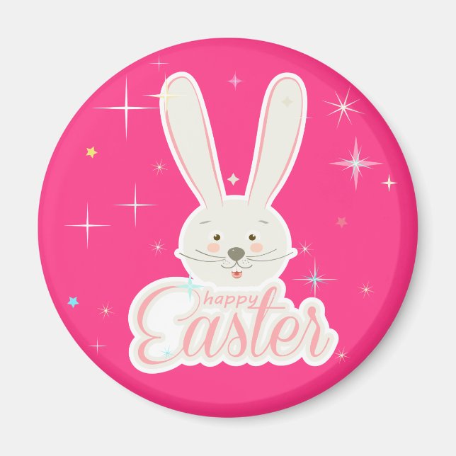 FUNNY BUNNY Glad påsk Eggs Hunt Party Magnet (Framsidan)