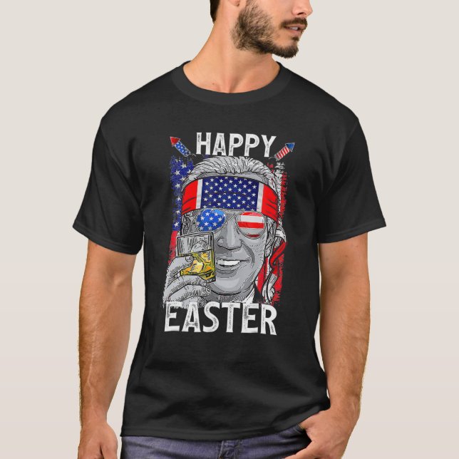 Funny Bunny Joe Biden Happy 4Th Of July Confused E T Shirt (Framsida)