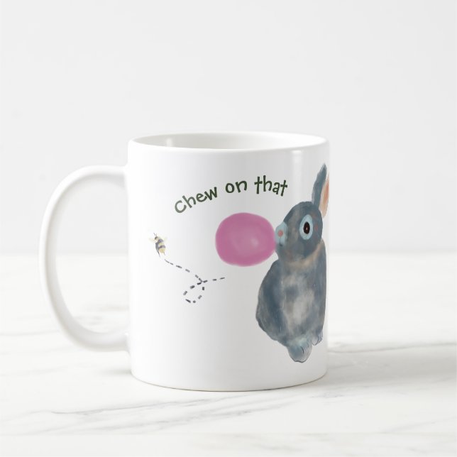 Funny Bunny Mugg - Watercolor Rabbit illustration (Vänster)