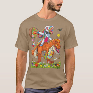 Funny Bunny Riding Dinosaur Holding Egg Basket Eas T Shirt