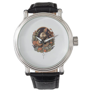 Funny Bunny Spelar Banjo Guitar Music Rabbit Happ Armbandsur