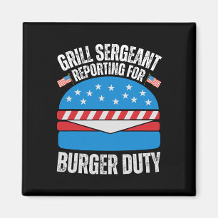 Funny Burger Älskare Amerikanska USA flagga Lyckli Magnet