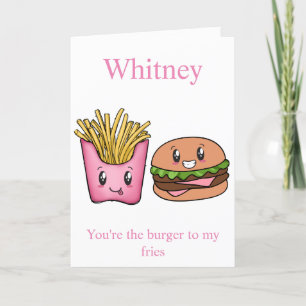 Funny Burger and Fries Valentines day Card Helgkort