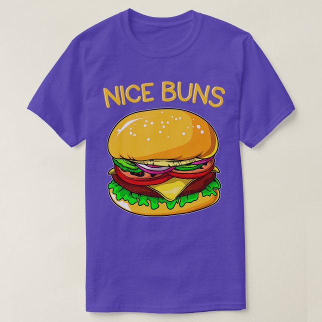 Funny Burger Hamburger Cheeseburger Nice Buns Pun T Shirt (Design framsida)