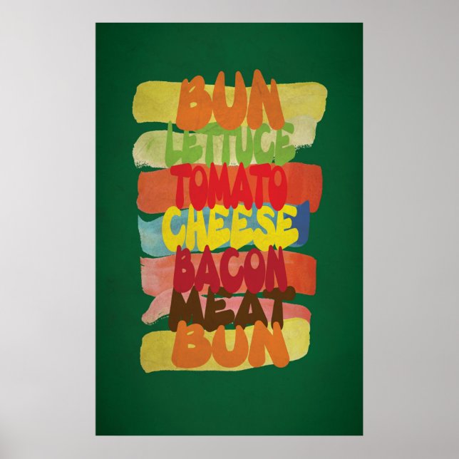 Funny Burger Typography Art Poster (Framsidan)