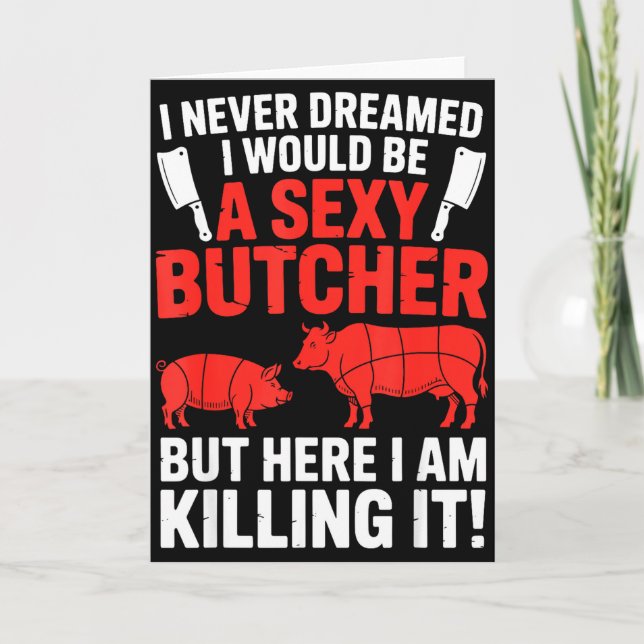 Funny Butcher Design For Men Women Butchery Meat B Kort (Framsida)