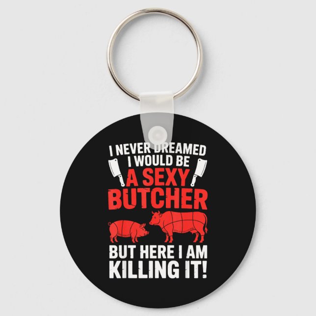 Funny Butcher Design For Men Women Butchery Meat B Nyckelring (Framsida)