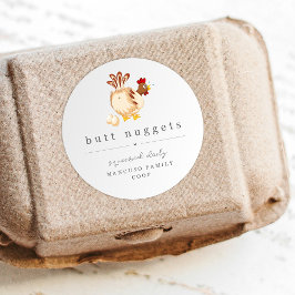 Funny Butt Nugget Farm Coop Egg Carton Label Runt Klistermärke